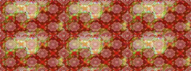 3d flowers, seamless. Raster illustration. On red and brown colors.