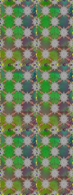 Raster illüstrasyonunda kusursuz çiçek deseni. Düz Çiçek Elementleri Tasarımı. Yeşil ve gri renkli çiçekler. Renkli Bahar Teması Kusursuz Arkaplan.