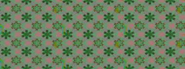 Raster illüstrasyonundaki çiçek desenli çizim. Yeşil ve gri renkte çiçekler.