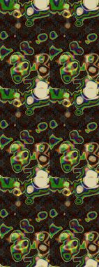 Çiçek desenli çizim. Raster illüstrasyonu. Asya tekstil tarzında. Kahverengi renkli çiçekler. Raster illüstrasyonu.