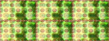 Raster düz çiçekleri pürüzsüz desen. Hediye ambalaj kağıdı, tebrik kartları, posterler ve pankart tasarımı. Yeşil renkte çiçekler.