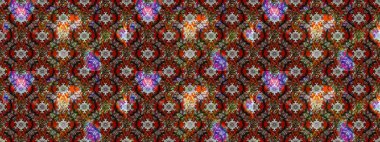 El çizimi çiçekli soyut çizim kalıbı. Raster illüstrasyonu. Kahverengi renkte çiçekler.