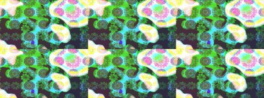 Yeşil renkli çiçekler. Raster düz çiçek çizim deseni. Tasarım hediye paketi, tebrik kartları, posterler ve afiş tasarımı.