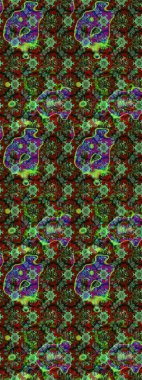 Düz Çiçek Elementleri Tasarımı. Renkli Bahar Teması eskiz kalıbı. Sevimli çiçek raster deseni. Yeşil renkte çiçekler.