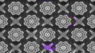 Raster. Gri renkli güzel çiçekli çizim deseni, suluboya çiçek deseni, duvar kağıdı, kart veya kumaş için fayanslı..