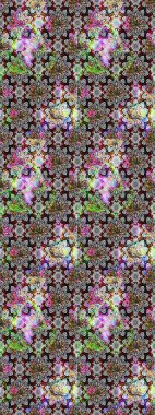 Çiçek deseni. Gri renkli çiçek çizimi. Şatafatlı bahar bahçesi dokusu. Raster illüstrasyonu. Gri renkli çiçekler.