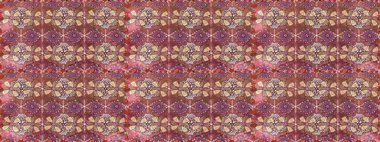 El çizimi çiçekli, soyut, pürüzsüz desen. Raster illüstrasyonu. Kahverengi ve pembe renkte çiçekler.