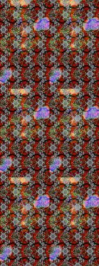 Çiçekli ipek eşarp. El çizimi çiçek unsurları olan soyut çizim raster deseni. 1950-1960 motifleri. Retro tekstil tasarım koleksiyonu. Gri üzerine gri.