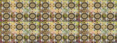 Kusursuz ortaçağ çiçek deseni. Raster illüstrasyonu. Dekoratif simetri arabesk. Doğum günü kartı, davetiye ya da afiş için iyidir. Gri renklerde altın.