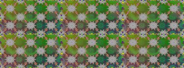 Gömlek baskısı için çiçek boyası. Yeşil ve gri renkli çiçekler. Çiçeksiz desenli arka plan.