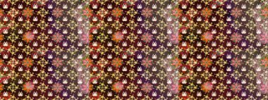 Kahverengi ve bej renkler üzerine çiçek desenli eskiz, el yapımı papatyalar, papatyalar. Tekrar eden çiçek arkaplanı, zarif kahverengi ve bej renkli çiçek duvar kağıdı..