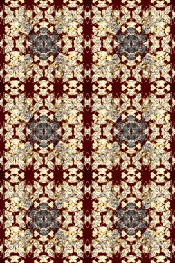 Raster traditional classic golden seamless pattern on neutral, beige and brown colors. Seamless oriental ornament in the style of baroque.