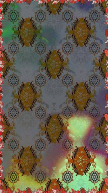 Raster illüstrasyonunda kusursuz çiçek deseni. Suluboya tarzında gri renkte çiçekler.