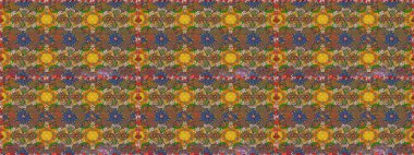 El çizimi, soyut ve süslü elementler. Klasik çiçekler. Yaz çiçekleri teması. Suluboya resim taklit Raster çizimi. Kahverengi renkler.