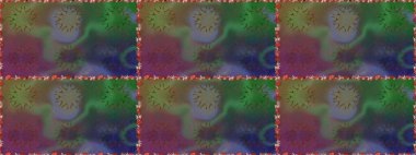 Yeşil renkte güzel bir tekstil. Çiçeklerle suluboya desenli çiçek deseni. Raster illüstrasyonu.