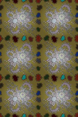 Bahar mevsimi. Kusursuz çiçek deseni. Tatil havası. Sarı, nötr ve gri renkte çiçekler. Nazik romantik baskı.