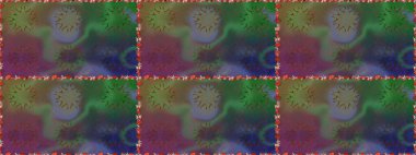 Yeşil renkte güzel bir tekstil. Çiçeklerle suluboya desenli çiçek deseni. Raster illüstrasyonu.