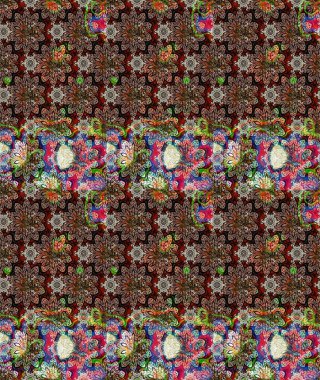 Renkli Bahar Teması eskiz kalıbı. Raster Modaya uygun kumaş deseni. Düz Çiçek Elementleri Tasarımı. Kahverengi renkli şirin çiçek deseni.