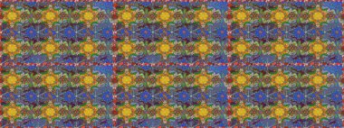 Elle çizilmiş çiçek deseni (fayans). Şirin çiçekli, desenli, kahverengi ve mavi renklerde renksiz desenler. Tekstil için suluboya desensiz.