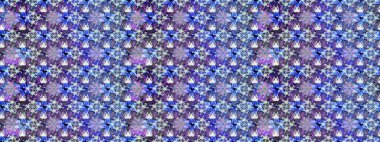 3D çiçekler, eskiz. Mavi renklerde. Raster illüstrasyonu.