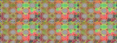 Flat Flower Elements Design. Seamless Floral Pattern in Raster illustration. Colour Spring Theme seamless pattern Background. Flowers on gray and green colors.