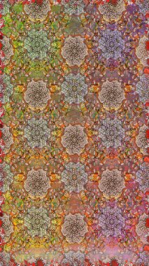 Raster illüstrasyonu. Raster illüstrasyonu. Şirin karalama çiçekleri olan kusursuz çiçek desenleri. Eskiz tarzı kahverengi ve bej renklerde. El yapımı çiçek ve bitki koleksiyonu.