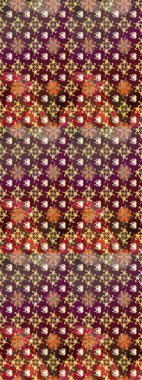 Raster deseni. Bahar çiçekleriyle desen dalla, kahverengi renklerle çiçek siluetiyle.