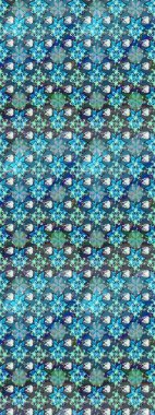 Halk tarzı. Modern çiçek arkaplanı. Moda baskıları için zarif bir şablon. Parlak renkli çiçekleri ve mavi yaprakları olan harika bir çiçek deseni..