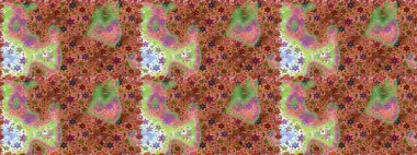 Raster floral pattern in doodle style with flowers. Flowers on brown and orange colors. Gentle, tender floral background.