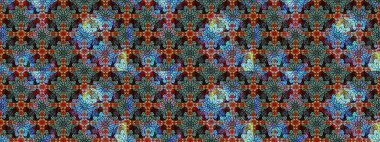 Çiçek desenli çizim. Mavi renkli Asya tekstili. Raster illüstrasyonu.