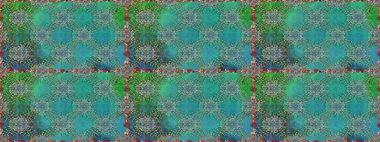 Çok mavi ve yeşil zarif küçük çiçekler ve mavi ve yeşil renkli komik böcekler, raster desen, illüstrasyon.