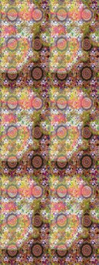 Patlayan çiçekler soyut olarak yerleştirilmiş. Raster deseni. Kahverengi ve nötr renklerde bahar çiçekleri. Raster illüstrasyonu.