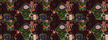 Çiçek desenli çizim. Raster illüstrasyonu. Asya tekstil tarzında. Kahverengi renkli çiçekler. Renkli Bahar Teması eskiz kalıbı. Düz Çiçek Elementleri Tasarımı.