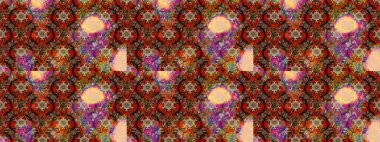 Kahverengi renkli bitkilerden oluşan parlak çiçekli çizim deseni.