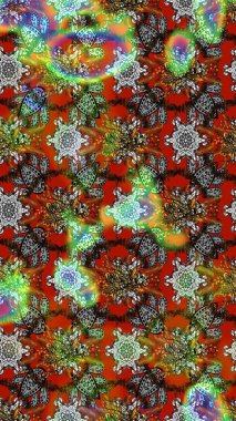 Raster illüstrasyonu. Asya tekstil tarzında. Kahverengi renkli çiçekler. Raster illüstrasyonu. Çiçek desenini çiz.