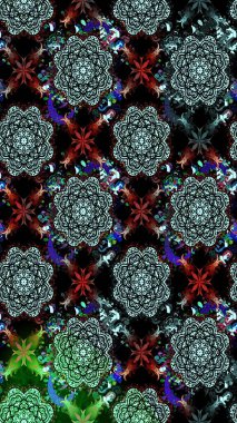 Siyah renkli bitkilerden oluşan parlak çiçekli çizim deseni.