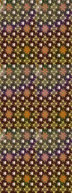 Raster illüstrasyonu. Düz Çiçek Elementleri Tasarımı. Renkli Bahar Teması eskiz kalıbı. Kahverengi renkli çiçekler. Çiçekli çiçek deseni, suluboya..