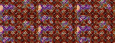 Çiçekler. Soyut etnik raster çizim kalıbı. Vadinin çiçekleri kahverengi renklerde.