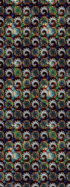 Raster illüstrasyonundaki çiçek desenli çizim. Siyah renkli çiçekler. Renkli Bahar Teması eskiz kalıbı. Düz Çiçek Elementleri Tasarımı.