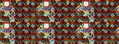 Çok renkli, zarif küçük çiçekler ve gri renkli komik böcekler, raster desen, illüstrasyon.