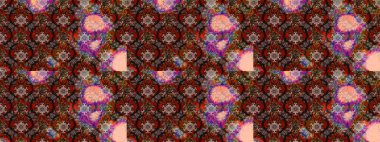 Çiçekli eskiz deseni. Suluboya çizimi. El çizimi. Kahverengi renkte çiçekler.