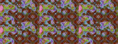 Çiçek desenli çizim. Raster illüstrasyonu. Asya tekstil tarzında. Kahverengi renkli çiçekler. Renkli Bahar Teması eskiz kalıbı. Düz Çiçek Elementleri Tasarımı.