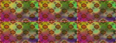 Klasik çiçek tasarımı elementleri. Raster illüstrasyonu. Kahverengi ve yeşil kıvırcık çiçekler kahverengi ve yeşil renklerde.