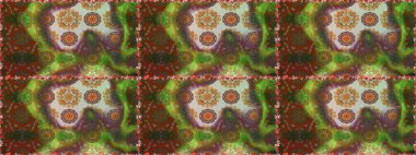 Raster illüstrasyonu. Kahverengi ve yeşil renkli çiçekler. Küçük çiçekte sevimli çiçek deseni var..