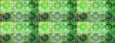 Yeşil ve altın desenli. Klasik raster şablonu. Tekrarlayan ögelerle kusursuz soyut arkaplan.