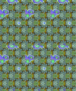 Patlayan çiçekler soyut olarak yerleştirilmiş. Yumuşak, yeşil renkli bahar çiçekleri. Raster illüstrasyonu. Raster deseni.