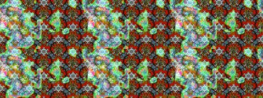 Küçük çiçekli yay deseni çiz. Raster illüstrasyonu. Suluboya tarzında yeşil renkler üzerine.