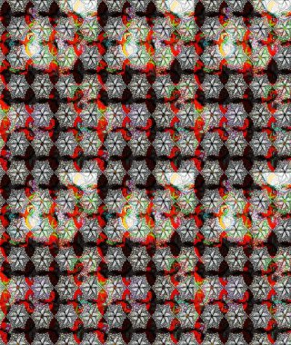 Çiçek desenli çizim. Asya tekstil tarzında. Raster illüstrasyonu. Raster illüstrasyonu. Siyah renkte çiçekler.