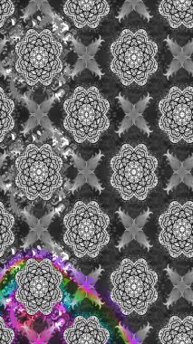 Küçük çiçekte güzel bir desen. Robot resim. Motley illüstrasyonu. Küçük renkli çiçekler. Çiçekli bahar çiçekleri. Moda baskıları için zarif bir şablon.