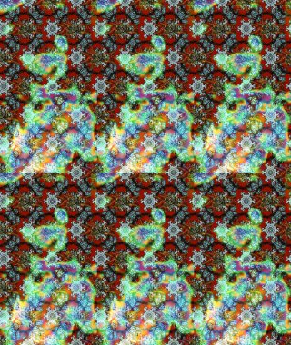 Raster Çiçek İllüstrasyonu 'nun şirin tekstili. Yeşil renkli etnik çiçeklerle zarif eskiz deseni.